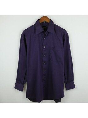 Axcess Men's Neck 16 Purple Striped Cotton Long Sleeve Button Up Dress Shirt